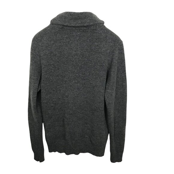 Psycho Bunny Shawl Neck Gray 100% Wool Cardigan Size M - Picture 6 of 8